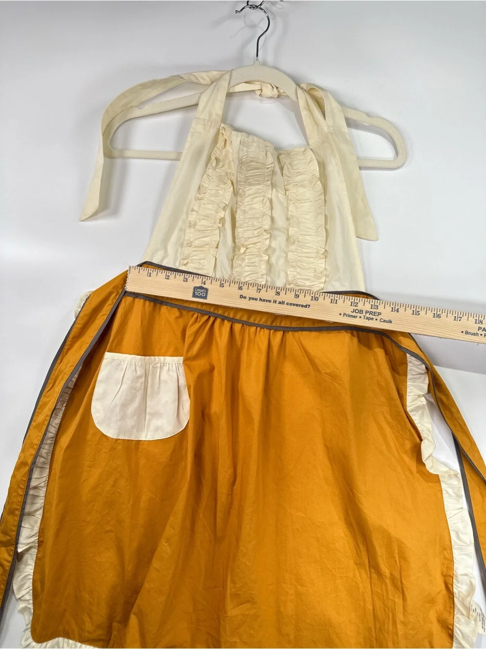 Anthropologie Halter Apron Ruffled Cotton Mustard Yellow OS